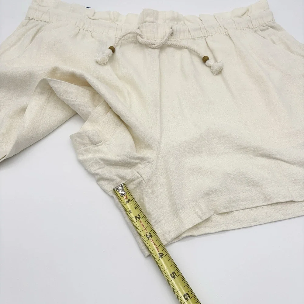 Hang Ten Women's Linen Blend Short, Cream, Size L